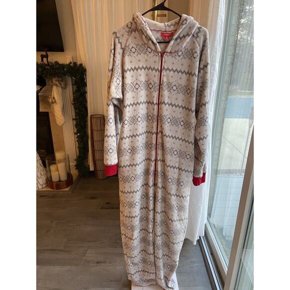 Family Pajamas Other - Family PJS Matching Men’s Winter Fairisle Hooded One-Piece Gray L